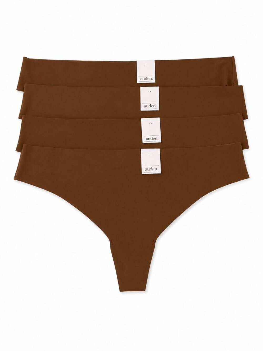 Auden Women's size XL 4pk Invisible Edge Thong Underwear Cocco Brown